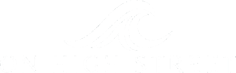 On high street with removed background in white