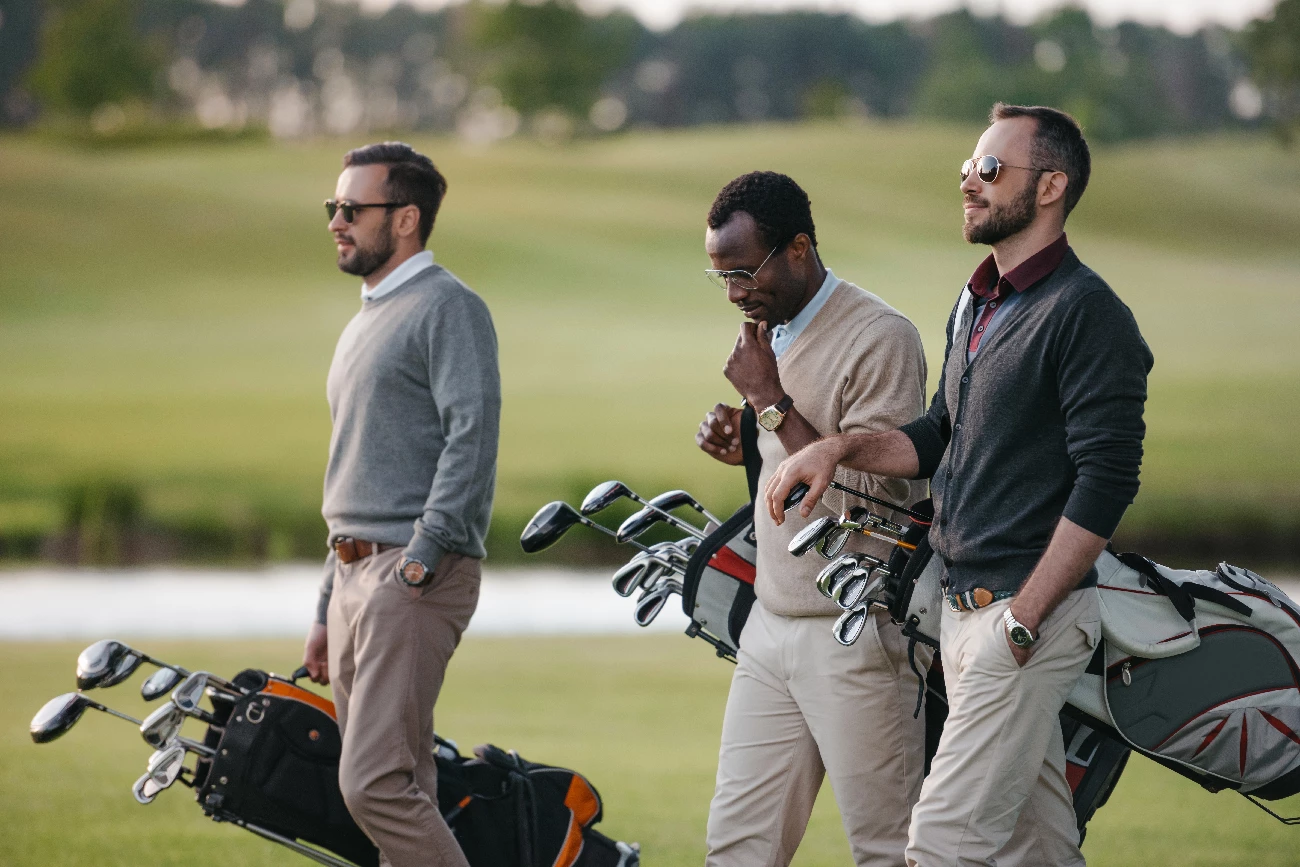 three men on golf course